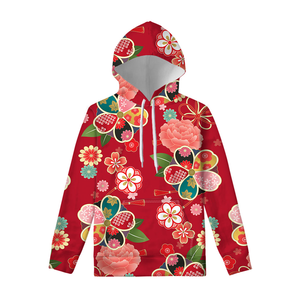 Japanese Kimono Pattern Print Pullover Hoodie