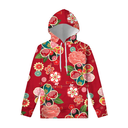Japanese Kimono Pattern Print Pullover Hoodie