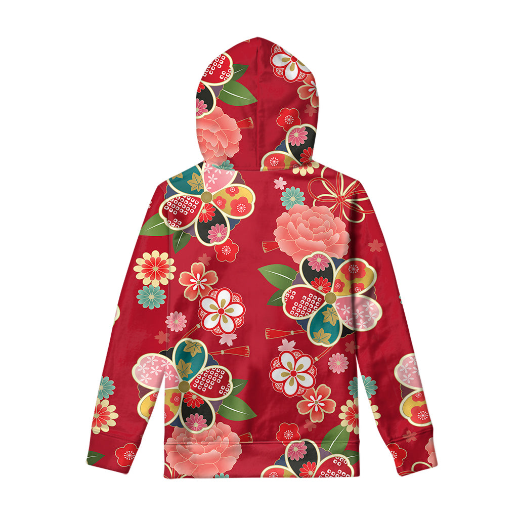 Japanese Kimono Pattern Print Pullover Hoodie