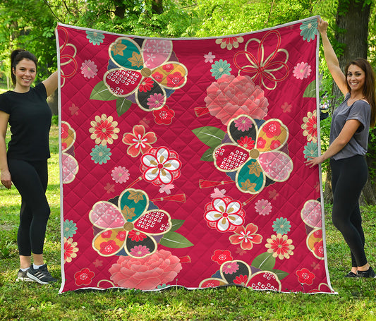 Japanese Kimono Pattern Print Quilt