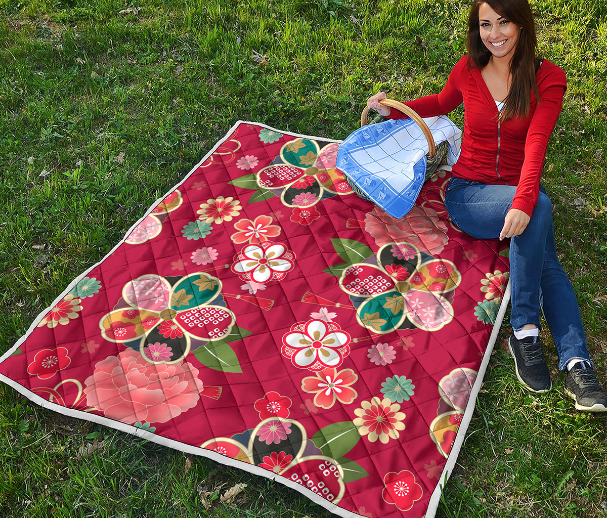 Japanese Kimono Pattern Print Quilt