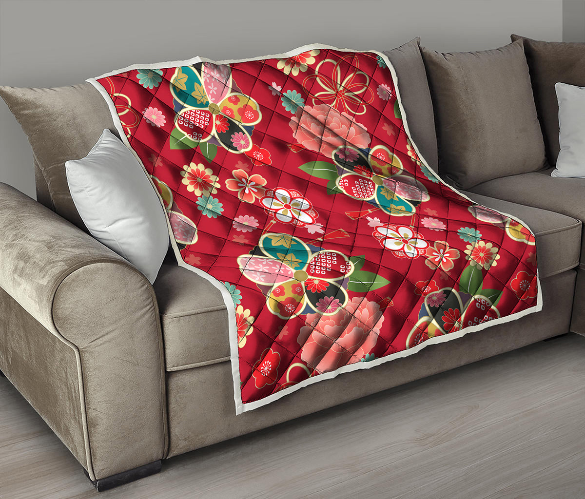 Japanese Kimono Pattern Print Quilt