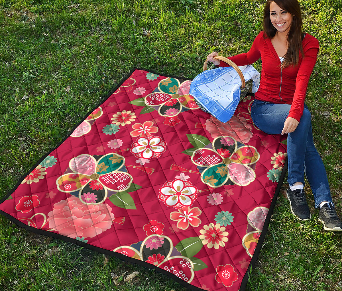 Japanese Kimono Pattern Print Quilt