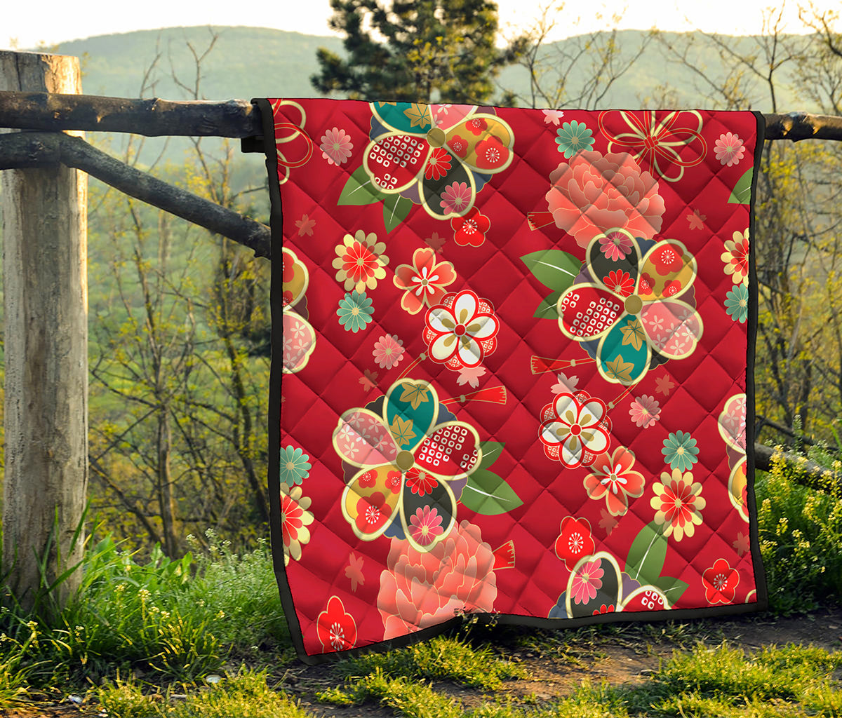 Japanese Kimono Pattern Print Quilt