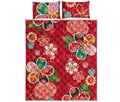 Japanese Kimono Pattern Print Quilt Bed Set