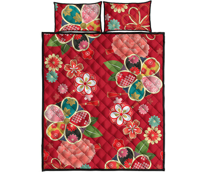 Japanese Kimono Pattern Print Quilt Bed Set