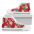 Japanese Kimono Pattern Print White High Top Sneakers