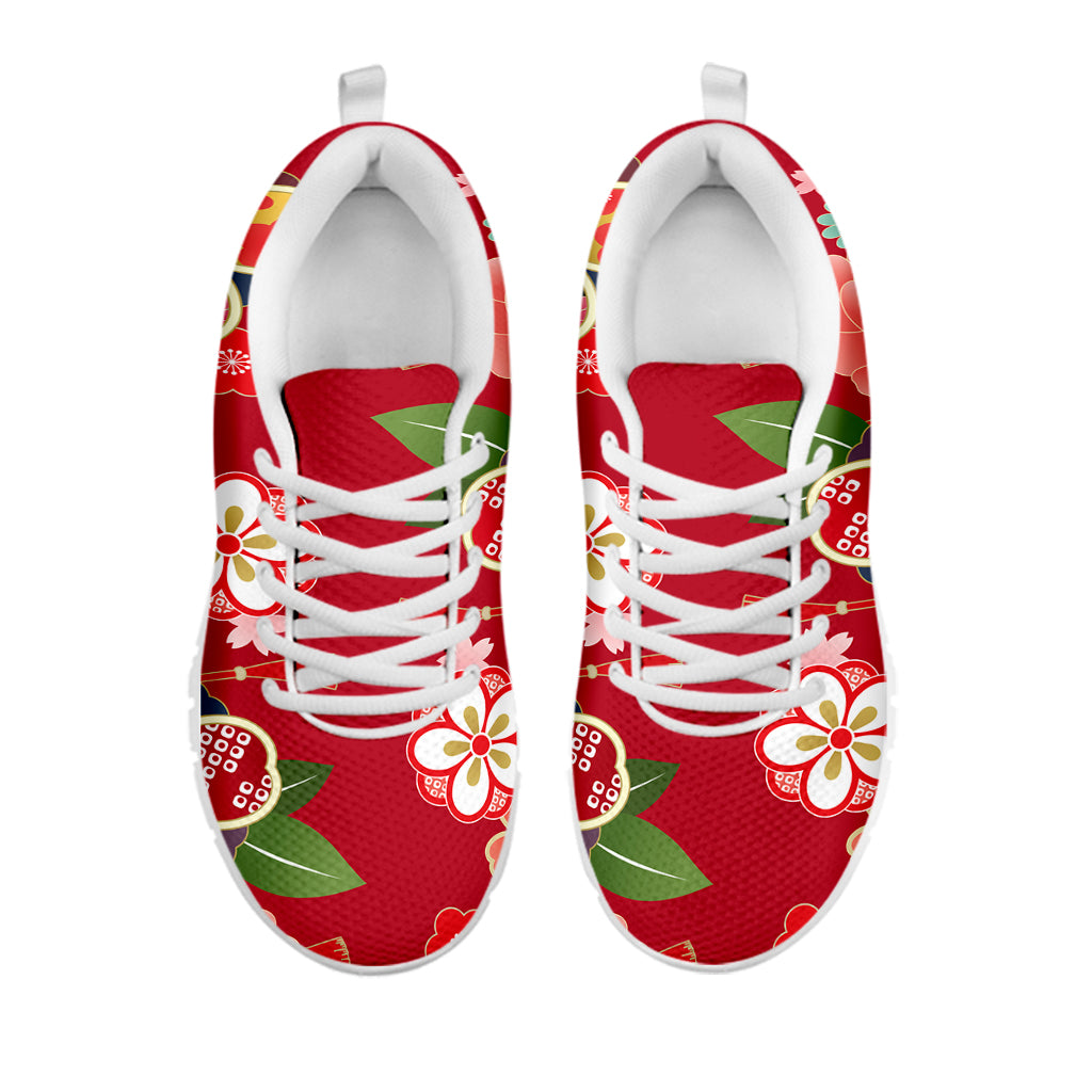 Japanese Kimono Pattern Print White Sneakers