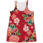 Japanese Kimono Pattern Print Women's Racerback Tank Top