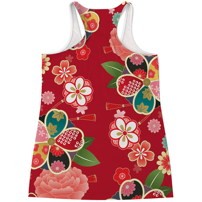 Japanese Kimono Pattern Print Women's Racerback Tank Top