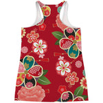 Japanese Kimono Pattern Print Women's Racerback Tank Top