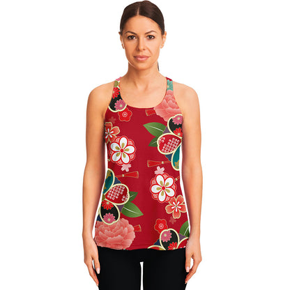 Japanese Kimono Pattern Print Women's Racerback Tank Top