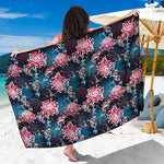 Japanese Koi And Chrysanthemums Print Beach Sarong Wrap