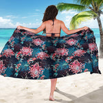 Japanese Koi And Chrysanthemums Print Beach Sarong Wrap