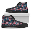 Japanese Koi And Chrysanthemums Print Black High Top Sneakers