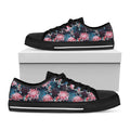 Japanese Koi And Chrysanthemums Print Black Low Top Sneakers