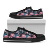 Japanese Koi And Chrysanthemums Print Black Low Top Shoes