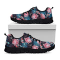 Japanese Koi And Chrysanthemums Print Black Running Shoes