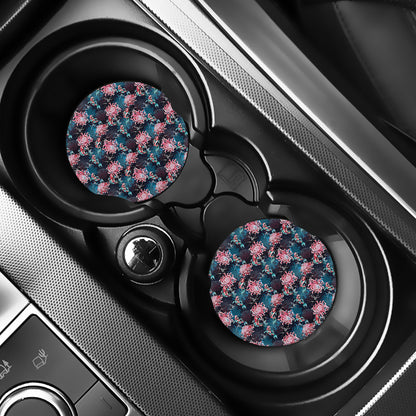 Japanese Koi And Chrysanthemums Print Car Coasters