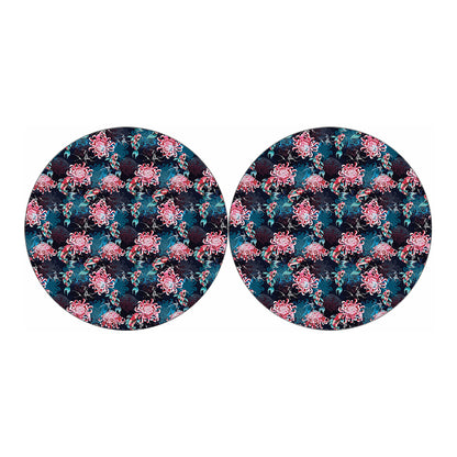 Japanese Koi And Chrysanthemums Print Car Coasters