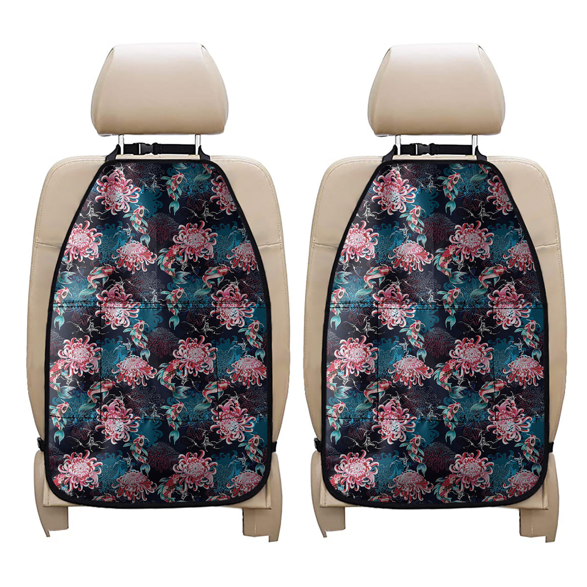 Japanese Koi And Chrysanthemums Print Car Seat Organizers