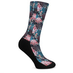 Japanese Koi And Chrysanthemums Print Crew Socks