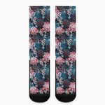 Japanese Koi And Chrysanthemums Print Crew Socks