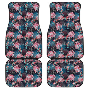 Japanese Koi And Chrysanthemums Print Front and Back Car Floor Mats