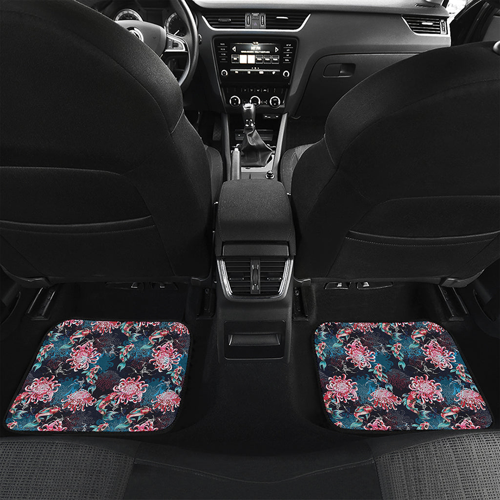 Japanese Koi And Chrysanthemums Print Front and Back Car Floor Mats