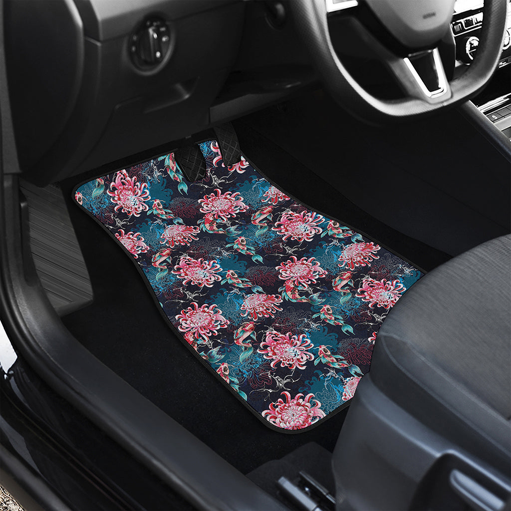 Japanese Koi And Chrysanthemums Print Front and Back Car Floor Mats