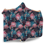 Japanese Koi And Chrysanthemums Print Hooded Blanket
