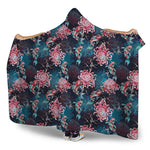 Japanese Koi And Chrysanthemums Print Hooded Blanket