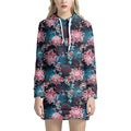 Japanese Koi And Chrysanthemums Print Pullover Hoodie Dress