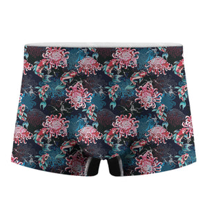 Japanese Koi And Chrysanthemums Print Men's Boxer Briefs