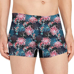 Japanese Koi And Chrysanthemums Print Men's Boxer Briefs