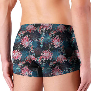 Japanese Koi And Chrysanthemums Print Men's Boxer Briefs