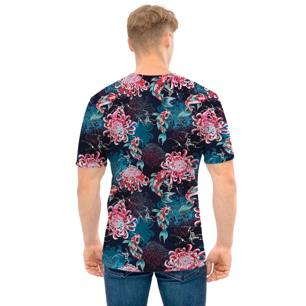Japanese Koi And Chrysanthemums Print Men's T-Shirt