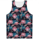 Japanese Koi And Chrysanthemums Print Men's Tank Top