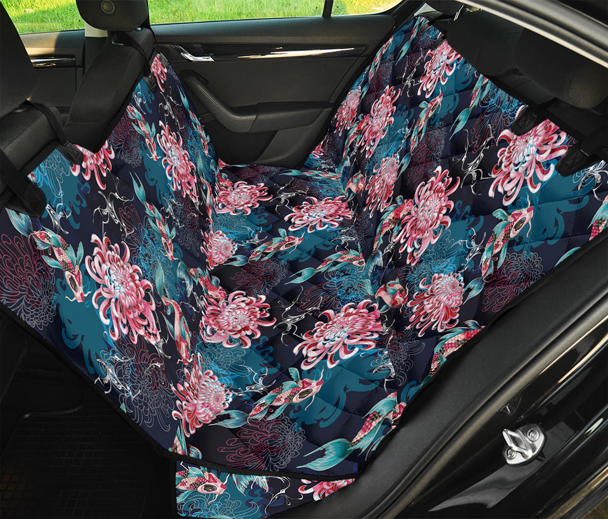 Japanese Koi And Chrysanthemums Print Pet Car Back Seat Cover