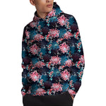 Japanese Koi And Chrysanthemums Print Pullover Hoodie