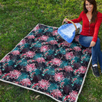 Japanese Koi And Chrysanthemums Print Quilt