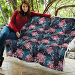 Japanese Koi And Chrysanthemums Print Quilt