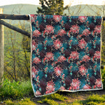 Japanese Koi And Chrysanthemums Print Quilt