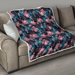 Japanese Koi And Chrysanthemums Print Quilt
