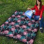 Japanese Koi And Chrysanthemums Print Quilt