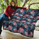 Japanese Koi And Chrysanthemums Print Quilt