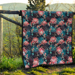 Japanese Koi And Chrysanthemums Print Quilt