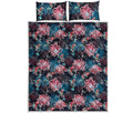 Japanese Koi And Chrysanthemums Print Quilt Bed Set