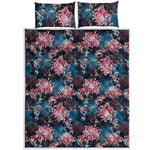 Japanese Koi And Chrysanthemums Print Quilt Bed Set