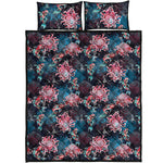 Japanese Koi And Chrysanthemums Print Quilt Bed Set